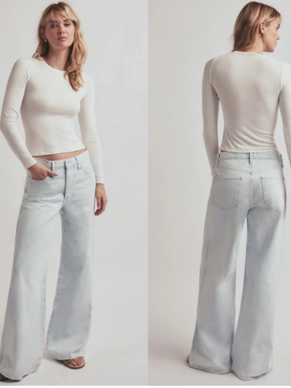 NWT Favorite Daughter Jeans The Ollie Ultimate Baggy Wide Leg in Blue Bird